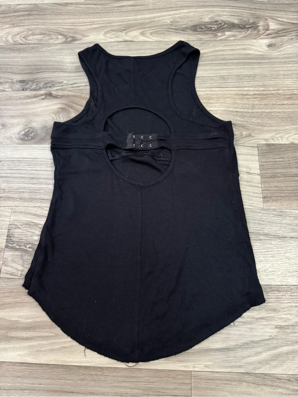 Free People Black High Neck Rib Knit Tank Top with Hook and Eye Closure Medium
